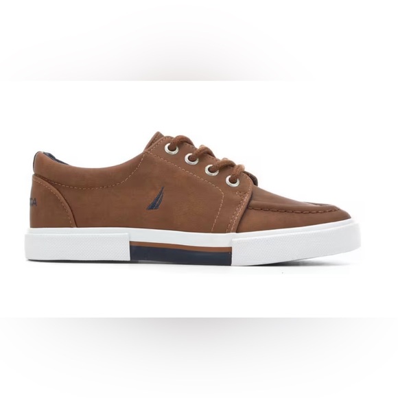 NWT- NAUTICA CHOCOLATE/TAN CASUAL SNEAKERS FOR BOYS - SIZE 3 - Picture 1 of 7